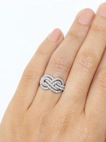 1枚精美女戒,時尚立體氧化鋯指環,伴娘婚戒,永恆之戒 - 銀色 - 查看 4