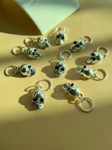 10 chiếc dây buộc tóc/nhẫn bím tóc hình đầu lâu cực ngầu - Bạc - Xem 1