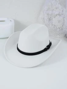 1pc (white)fashion Sun Protection Western Cowboy Style Panama Hat Suitable For Daily Wear