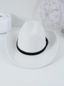 1pc (white)fashion Sun Protection Western Cowboy Style Panama Hat Suitable For Daily Wear