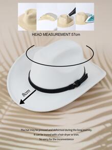 1pc (white)fashion Sun Protection Western Cowboy Style Panama Hat Suitable For Daily Wear
