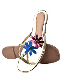 Women Flat Sandals - Vàng - Xem 3