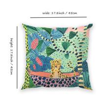 1入組植物印花靠墊套不附帶墊芯,現代織物裝飾抱枕套適用於客廳和臥室 - 彩色 - 查看 5