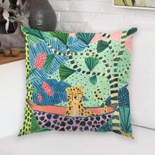 1入組植物印花靠墊套不附帶墊芯,現代織物裝飾抱枕套適用於客廳和臥室 - 彩色 - 查看 6