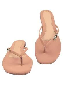 Women Flat Sandals - Màu hồng gỉ - Xem 2