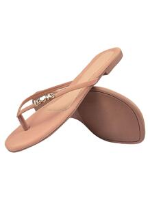 Women Flat Sandals - Màu hồng gỉ - Xem 3