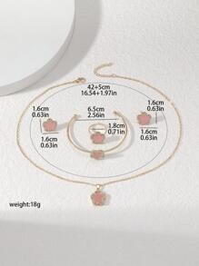 5 chiếc Bộ trang sức nữ thiết kế hoa Rhinestone & khảm sang trọng - Hồng - Xem 3