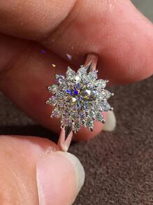 1 件精美锆石向日葵女士戒指，浪漫求婚结婚戒指，时尚女士戒指情人节、妈妈、母亲、母亲节、礼物 - 金黃色 - 查看 3