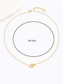 1入組簡約風節日禮物925純銀氧化鋯鑲嵌圓形吊墜項鍊,女士度假日期禮品