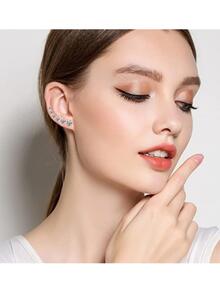 12入組6對透明方形方晶鋯石不銹鋼耳釘,中性3-8mm - 銀色 - 查看 3