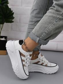 女性鏤空前綁帶老爹鞋,運動戶外運動鞋 - 白色 - 查看 5