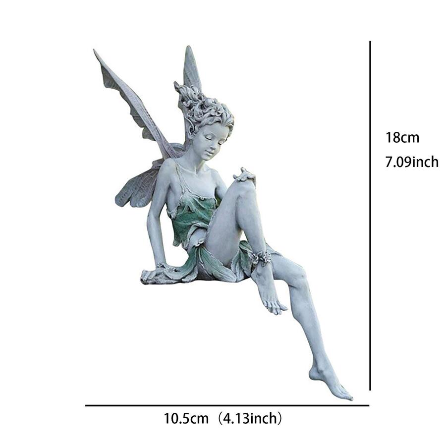 1pc Resin Garden Fairy Figure Ornament, Yard Decor With Butterfly Wings