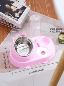 1入組可拆卸不銹鋼自動寵物餵食器和飲水器帶雙碗,合適的適用於貓和小狗,完美適用於餵養和飲用零食 - 粉色 - 查看 2