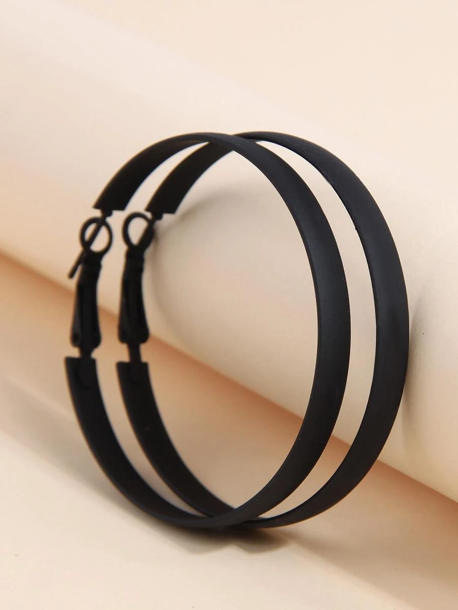 1 Pair Fashionable OL Quality Simple Hoop Earrings For Women - Black - View 1