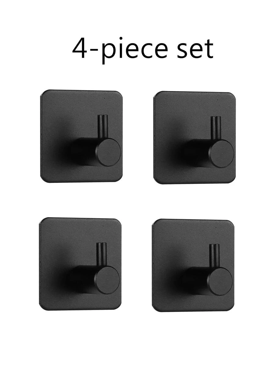 4 cái/bộ Tự dính Móc , Nhiệm vụ nặng nề Móc treo tường Đối với Phòng bếp , Phòng tắm , Cửa Và Gắn trên tường , Quần áo áo Mũ Khăn tắm Móc áo - màu đen - Xem 1
