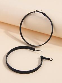 1 Pair Fashionable OL Quality Simple Hoop Earrings For Women - Black - View 2
