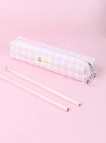 1入組粉色的西瓜線格水果樣式筆袋,簡約風學生文具包 - 西瓜粉 - 查看 5