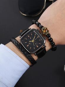 串珠手錶手鍊/手鍊/手繩 - 黑色 - 查看 2