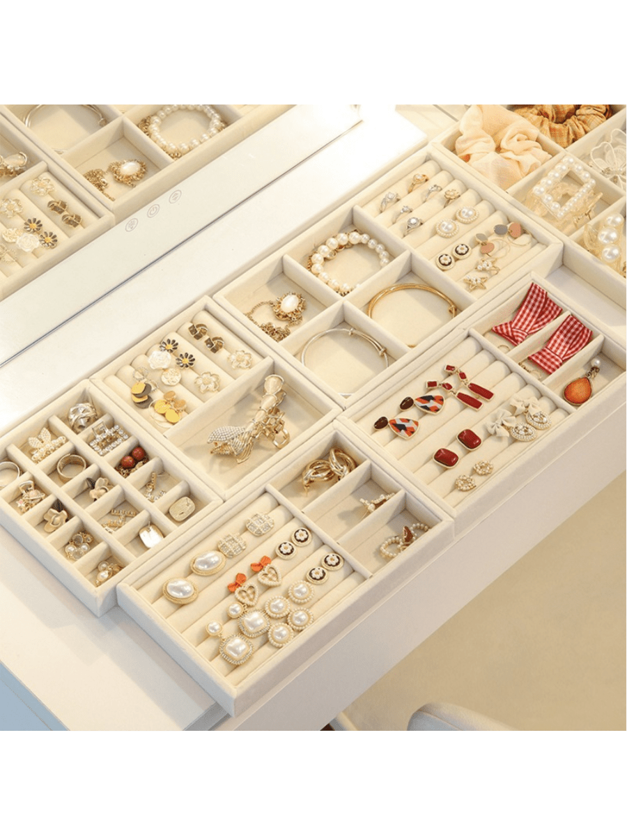 1pc Jewelry Display Storage Box, Desktop Organizer, Makeup Storage Tray, Jewelry Case, Ring Earring Bracelet Necklace Watch Organizer