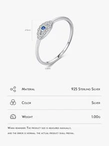 925純銀簡約風發亮的透明方晶鋯石圓環,婚禮首飾類,情人節禮品適合女士 - 銀色 - 查看 3