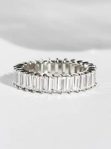 1pc Elegant Full Circle White Zirconia Engagement Ring, Simple Design