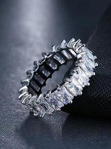 1pc Elegant Full Circle White Zirconia Engagement Ring, Simple Design