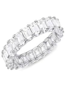 1pc Elegant Full Circle White Zirconia Engagement Ring, Simple Design