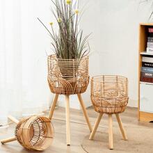 1pc Woven Flower Pot - Apricot - View 1