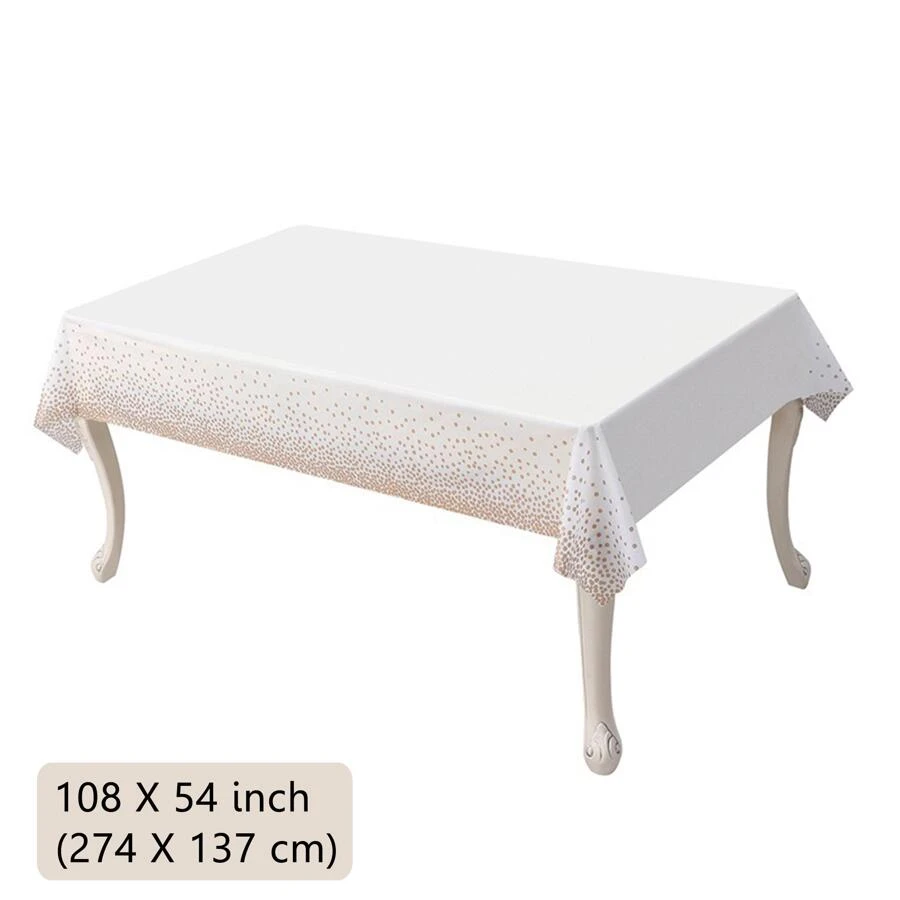 Khăn trải bàn bằng nhựa dùng một lần màu trắng với chấm bi Confetti cho tiệc cưới sinh nhật dã ngoại - Hoa hồng vàng - Xem 1