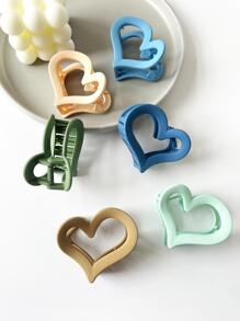 6pcs Solid Heart Design Hair Claw Cute Casual Valentine's Day Valentines Claw Clips Hair Clips Hair Jaw Clip Hair Clamps Hair Clutch Hair Catcher Clip