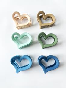6pcs Solid Heart Design Hair Claw Cute Casual Valentine's Day Valentines Claw Clips Hair Clips Hair Jaw Clip Hair Clamps Hair Clutch Hair Catcher Clip