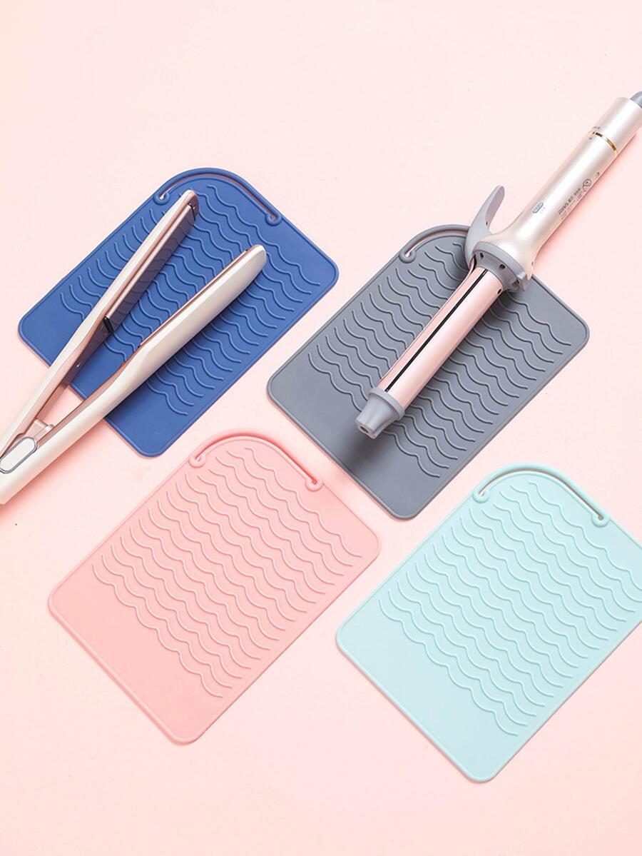 1pc Pink Silicone Hair Curler Mat For Portable Hair Straighteners