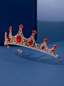 水鑽皇冠和皇冠適合女士水晶髮箍適合女孩透明水鑽髮飾適用於新娘婚禮婚禮舞會生日派對女王公主裝飾萬聖節裝角色扮演 - 紅色 - 查看 5