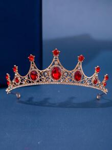 水鑽皇冠和皇冠適合女士水晶髮箍適合女孩透明水鑽髮飾適用於新娘婚禮婚禮舞會生日派對女王公主裝飾萬聖節裝角色扮演 - 紅色 - 查看 1