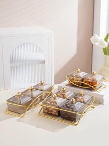 1 Set Snack Plate + Tray, Snack, Candy, Dried Fruit, Cookie Storage Set - Grey - View 5