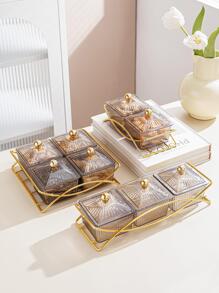 1 Set Snack Plate + Tray, Snack, Candy, Dried Fruit, Cookie Storage Set - Grey - View 4