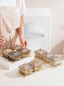 1 Set Snack Plate + Tray, Snack, Candy, Dried Fruit, Cookie Storage Set - Grey - View 6