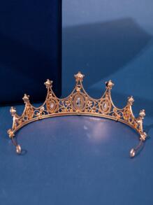 女士鑲鑽皇冠頭飾,女孩透明鑽石髮飾,新娘婚禮晚宴生日派對女王公主裝飾萬聖節角色扮演必備 - 紫色 - 查看 3