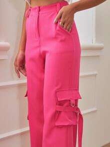 Women Pants - 玫紅色 - 查看 4