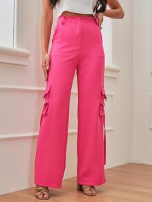 Women Pants - 玫紅色 - 查看 5