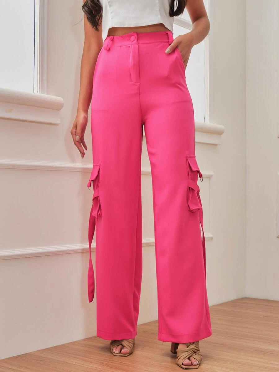 Women Pants - 玫紅色 - 查看 1