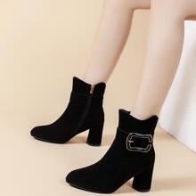 Giày cao gót nữ Giày cao gót ngắn Chunky - màu đen - Xem 7