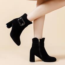 Giày cao gót nữ Giày cao gót ngắn Chunky - màu đen - Xem 3