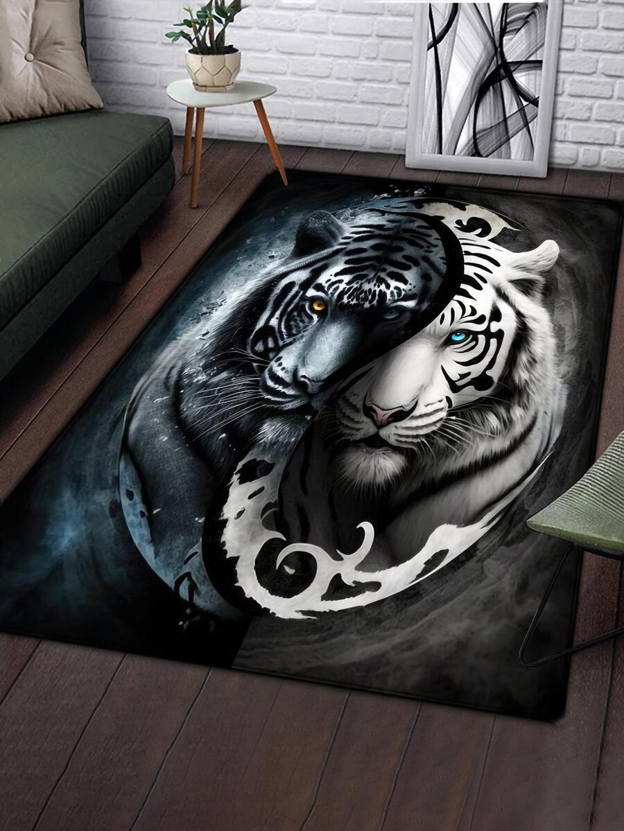 1入組老虎紋地毯，適用於家居裝飾，臥室，客廳，房間裝飾 - 彩色 - 查看 1