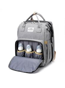1 pieza de mochila con cambiador de pañales para bebé, bolso para niño o niña, mochila multifuncional de gran capacidad, mochila de viaje con estación de cambio plegable - Gris - Ver 4