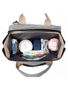 1 pieza de mochila con cambiador de pañales para bebé, bolso para niño o niña, mochila multifuncional de gran capacidad, mochila de viaje con estación de cambio plegable - Gris - Ver 6