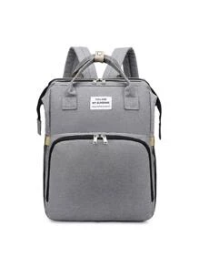 1 pieza de mochila con cambiador de pañales para bebé, bolso para niño o niña, mochila multifuncional de gran capacidad, mochila de viaje con estación de cambio plegable - Gris - Ver 9