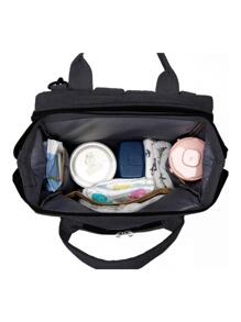 1 pieza de mochila con cambiador de pañales para bebé, bolso para niño o niña, mochila multifuncional de gran capacidad, mochila de viaje con estación de cambio plegable - Negro - Ver 5