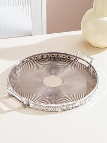 1 szt. Luksusowa taca ozdobiona kryształkami, kuchnia, prezent świąteczny - Szary - Zobacz 10