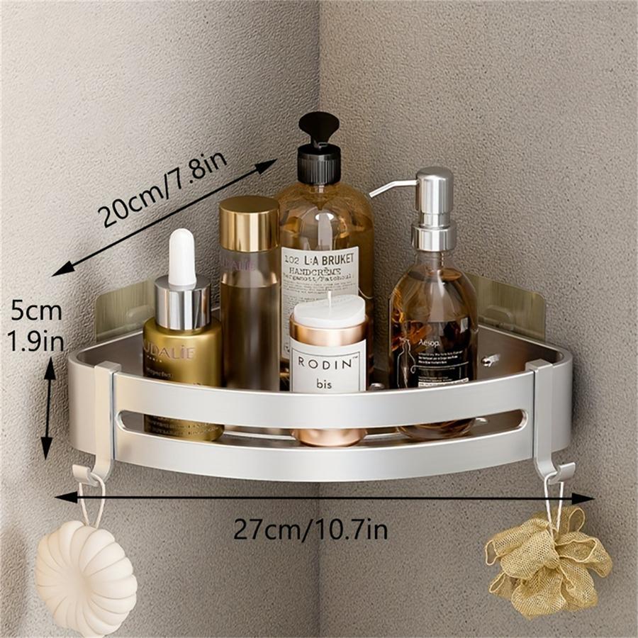1pc Aluminum Corner Shower Shelf, Modern Silver Corner Storage Rack For Bathroom - Silver - View 1